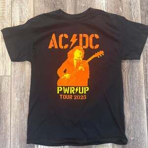 AC/DC PWR UP Tour 2025 Concert Shirt Black Graphic Band Tee Cities Back Print